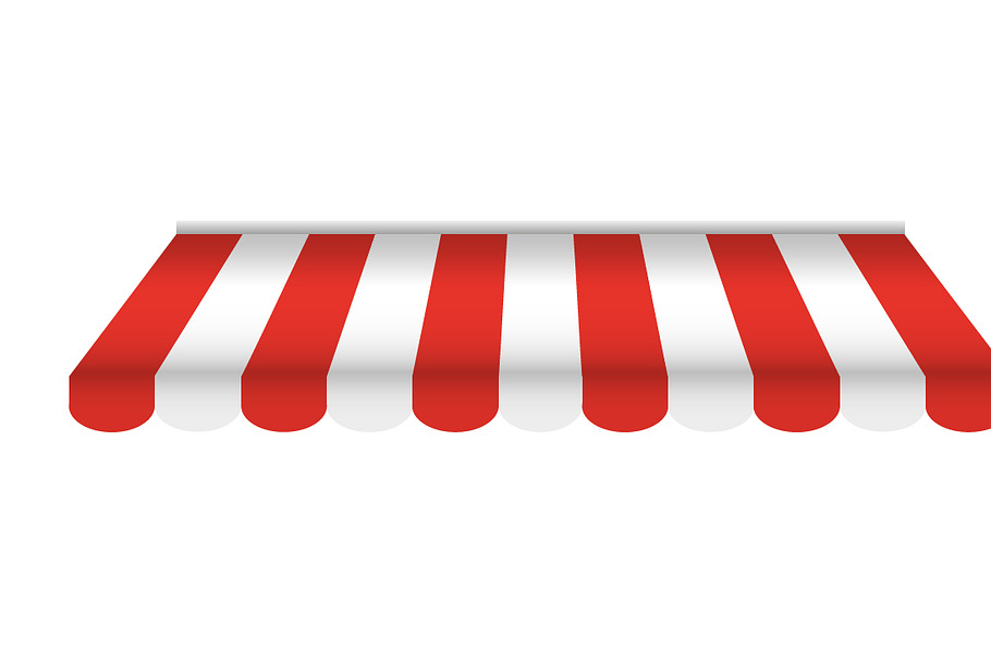 Red and white sunshade for shops