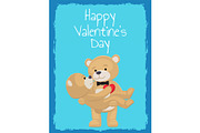 Happy Valentines Day Poster Teddy