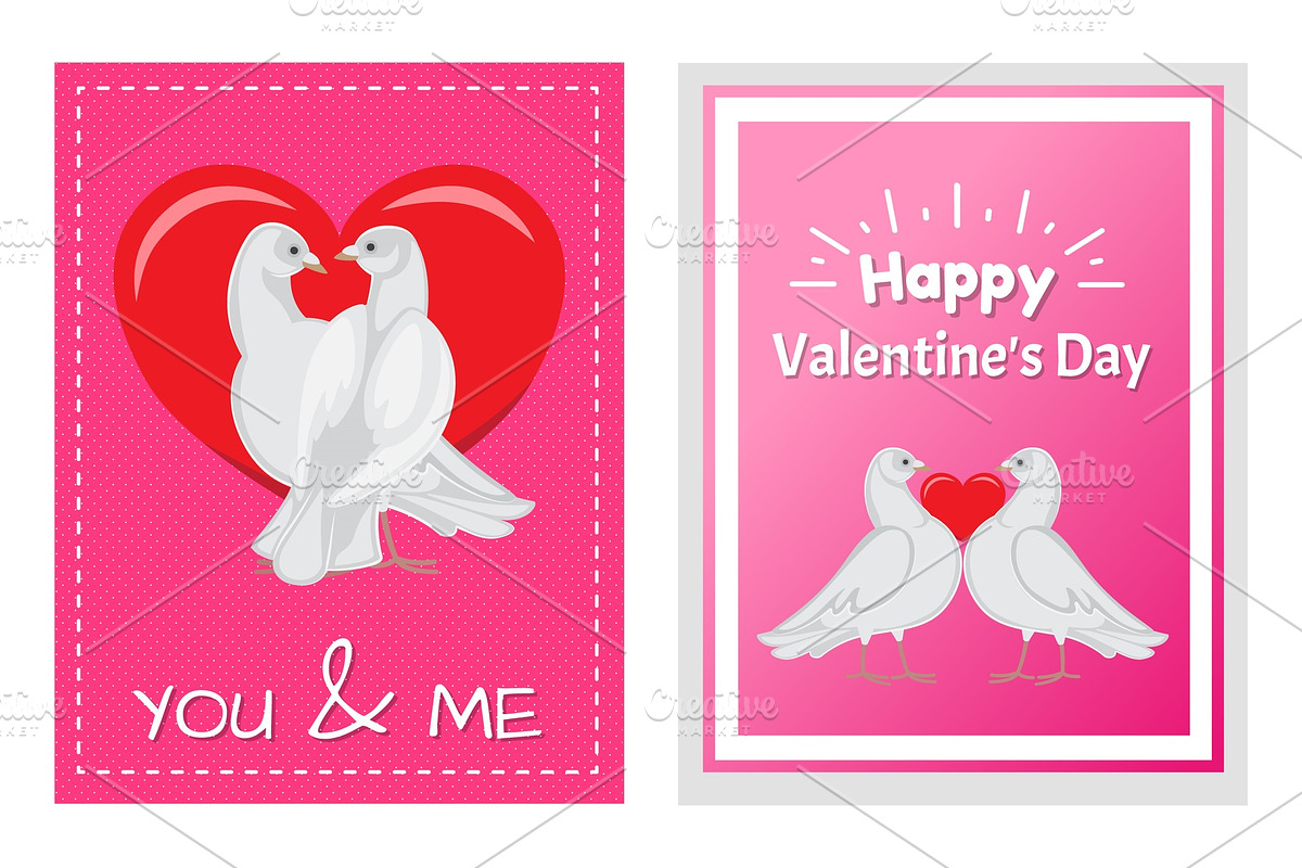 White Doves Couples with Heart in Illustrations - product preview 8