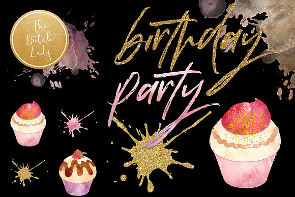 Cupcake Clipart Set in Grunge Style in Illustrations - product preview 3