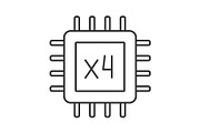 Quad core processor linear icon
