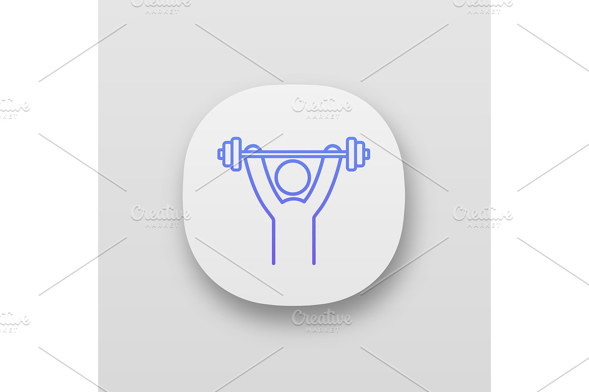 Man training with barbell app icon in Icons - product preview 8