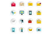 Email icons icons set, flat style