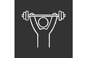 Man training with barbell chalk icon