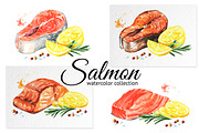 Salmon. Watercolor collection