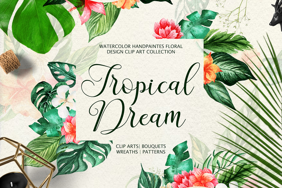 Tropical Dream-watercolor set in Illustrations - product preview 8