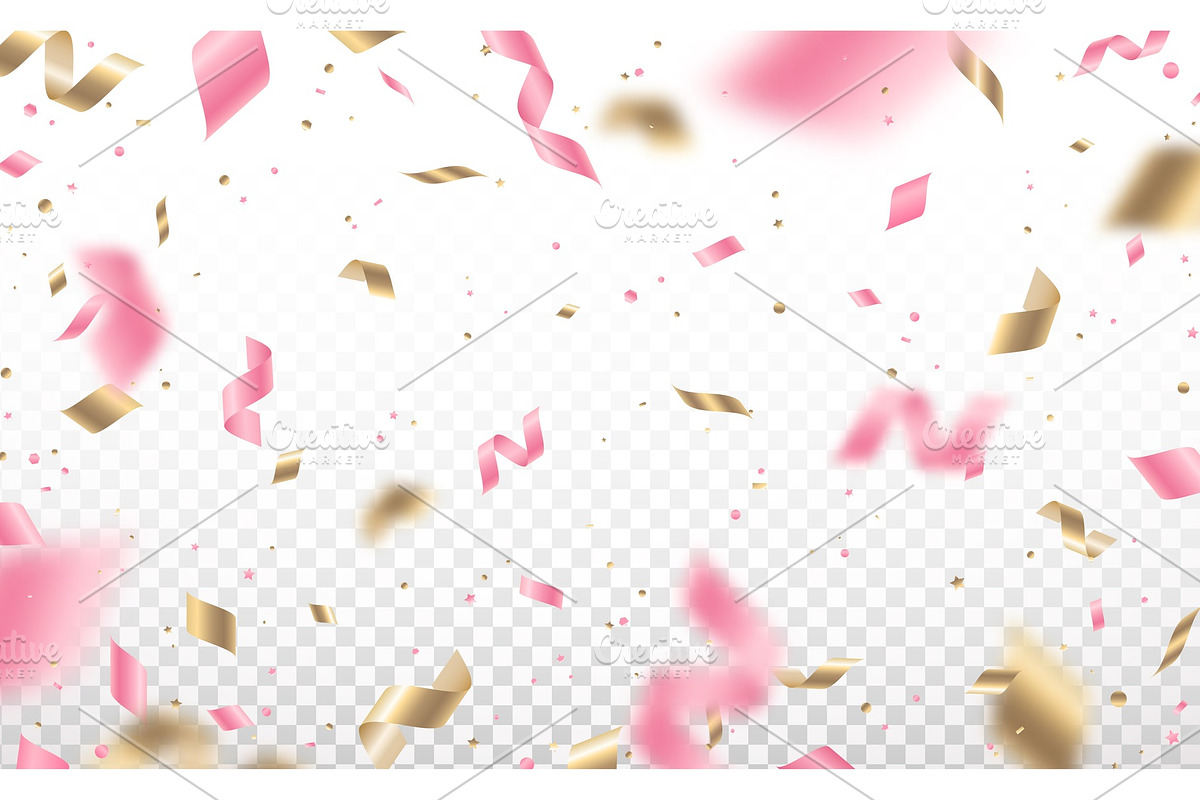 Falling pink and gold confetti in Illustrations - product preview 8