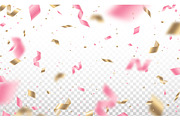 Falling pink and gold confetti