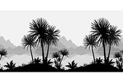 Seamless landscape, palms, sea and