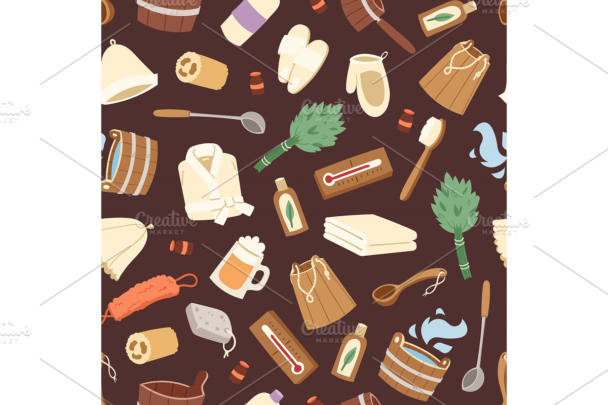Sauna vector seamless pattern wooden in Illustrations - product preview 8