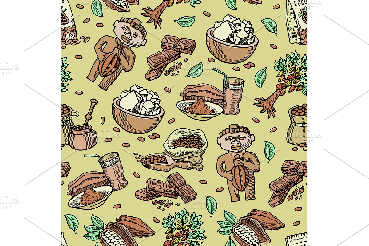 Cocoa vector seamless pattern in Illustrations - product preview 8