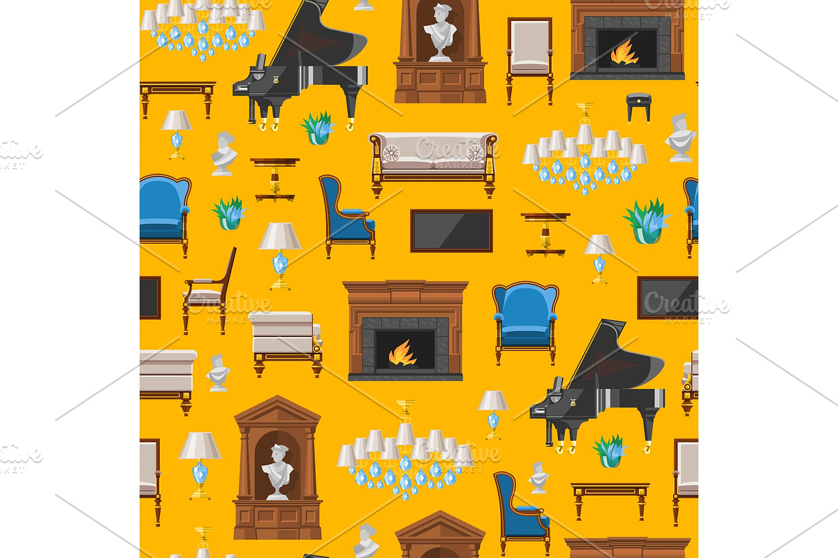 Furniture seamless pattern vector in Objects - product preview 8