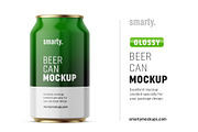 Glossy drink can mockup / front