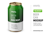 Glossy drink can mockup / top