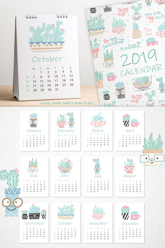 Cute Cactus set in Illustrations - product preview 7