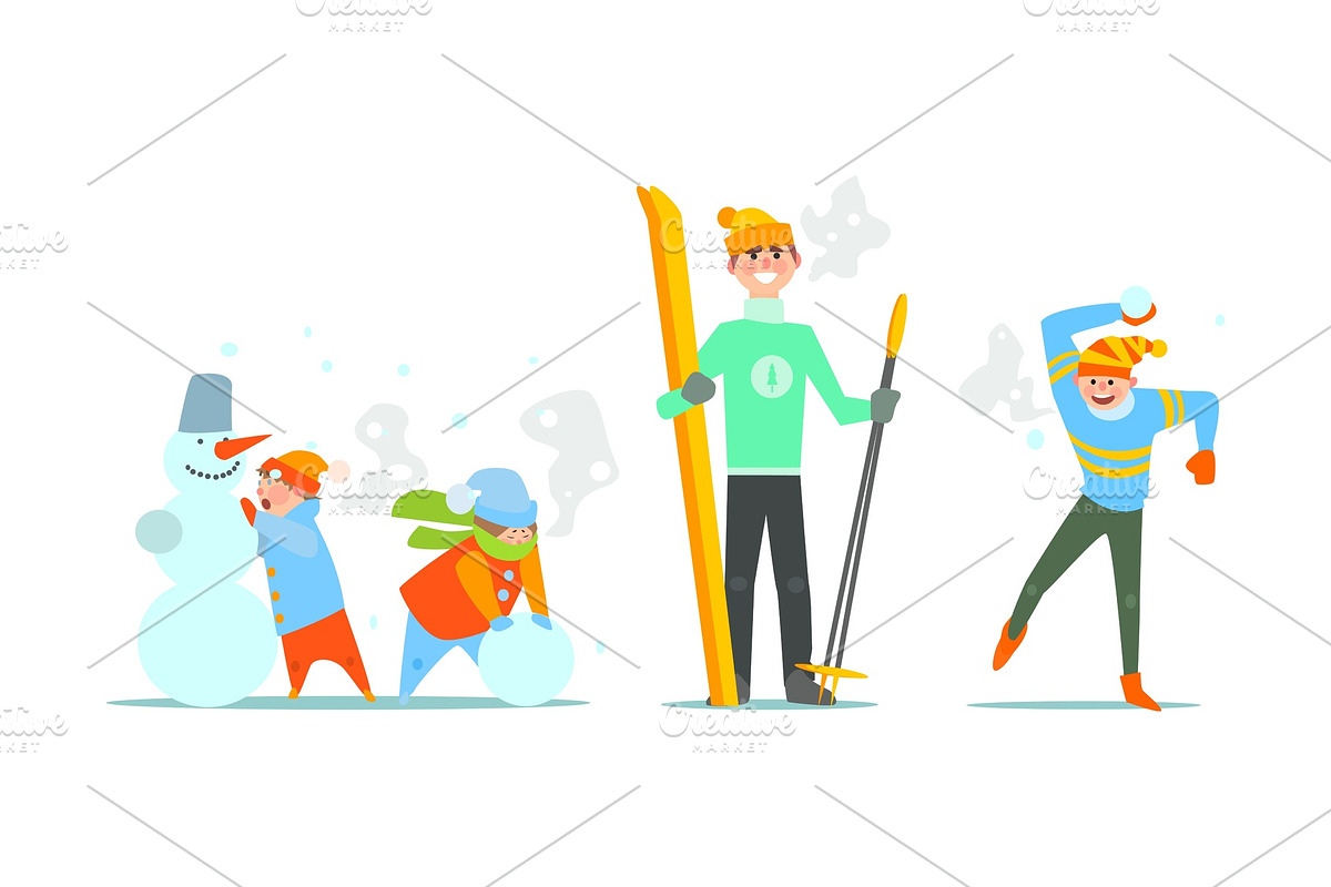 People performing winter activities in Illustrations - product preview 8