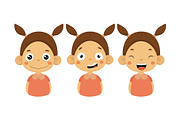 Flat vectoe set of little girl with