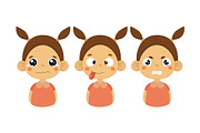 Flat vector set of little girl with