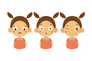 Flat vector set of girl with