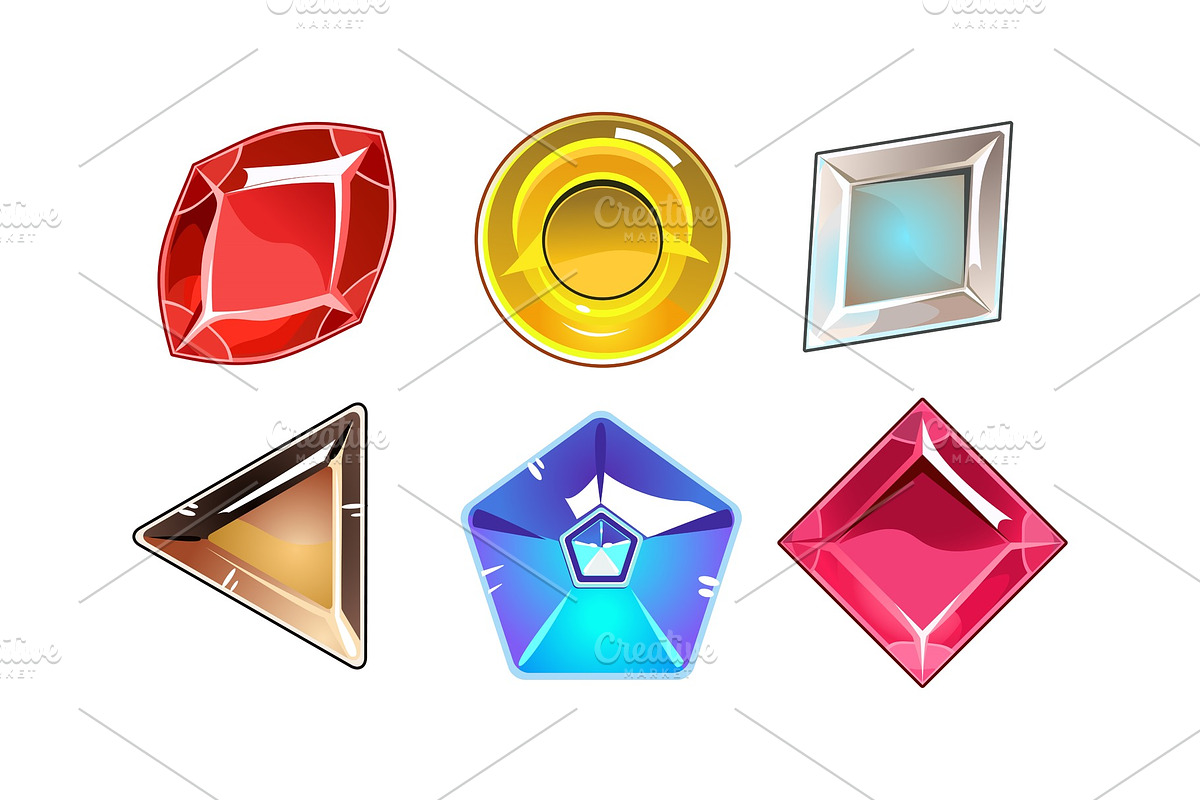Vector set of 6 glossy stones of in Illustrations - product preview 8