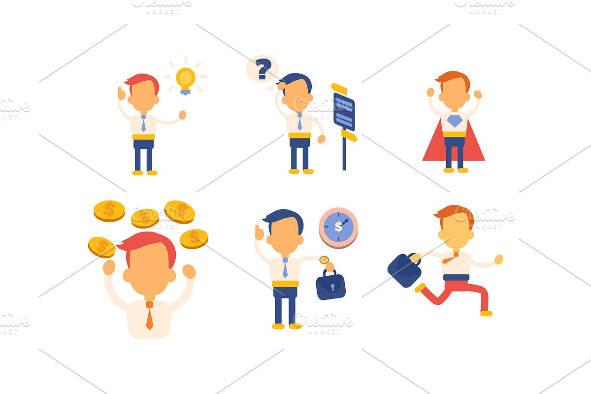 Flat vector set of office worker in in Illustrations - product preview 8