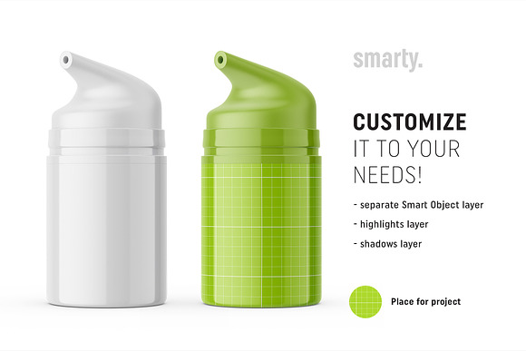 Glossy airless bottle mockup in Product Mockups - product preview 1