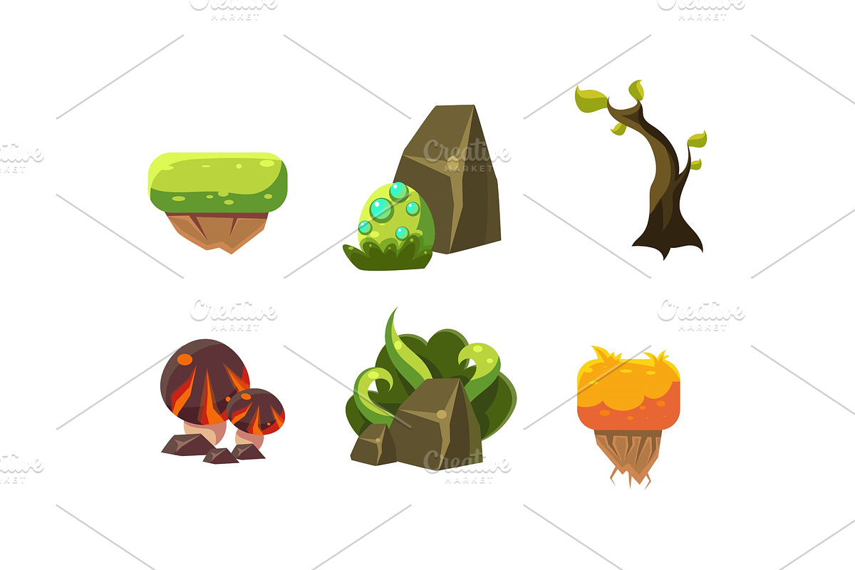 Vector set of cartoon landscape in Objects - product preview 8