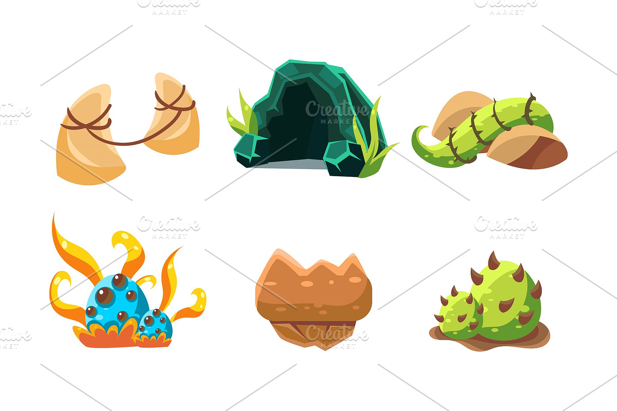 Vector set of cartoon landscape in Objects - product preview 8