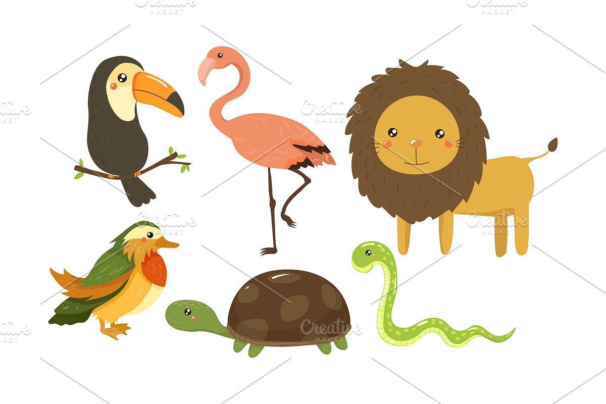 Flat vector set of cute jungle in Illustrations - product preview 8