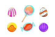 Colorful glossy candies set, sweets