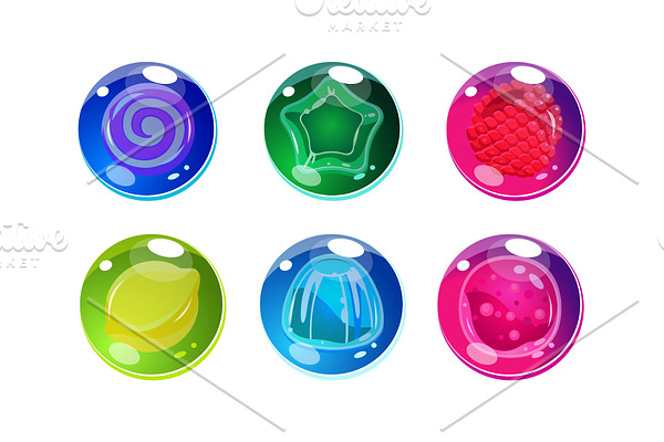 Colorful glossy balls set, shiny