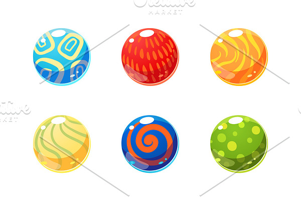 Colorful glossy balls set, bright