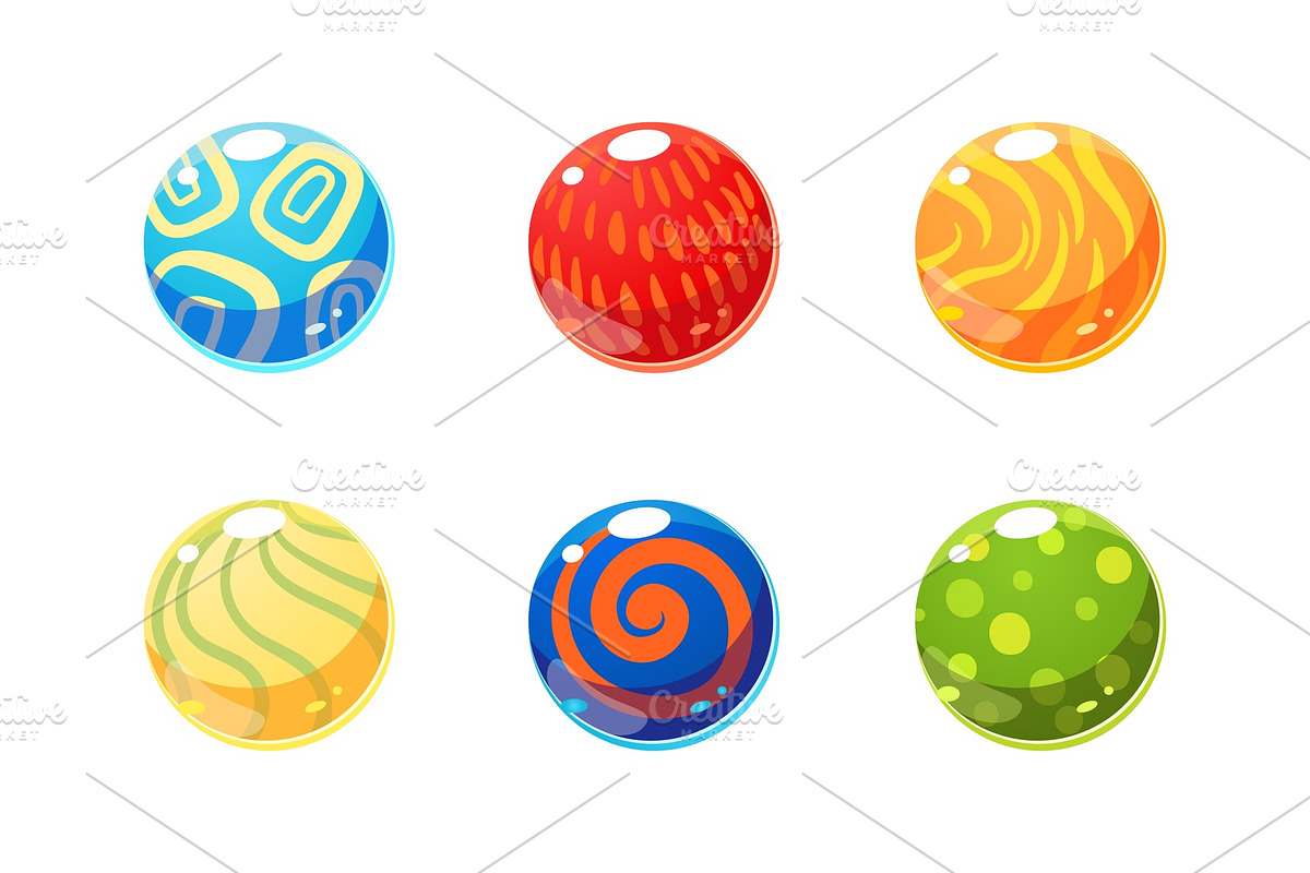 Colorful glossy balls set, bright in Illustrations - product preview 8