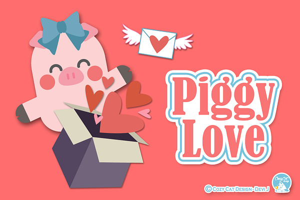 Piggy Love Digital Clip Art