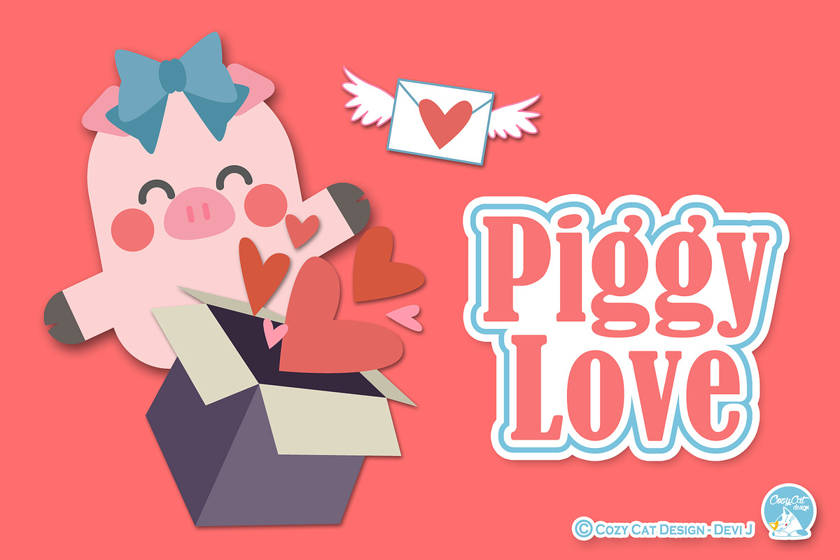 Piggy Love Digital Clip Art in Illustrations - product preview 8