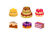 Collection of cakes set, various