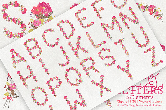Cosmos 01  Letters 01 Flower Clipart in Illustrations - product preview 1