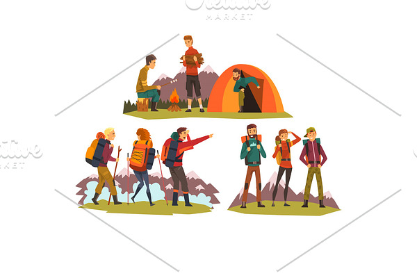 People travelling together, camping