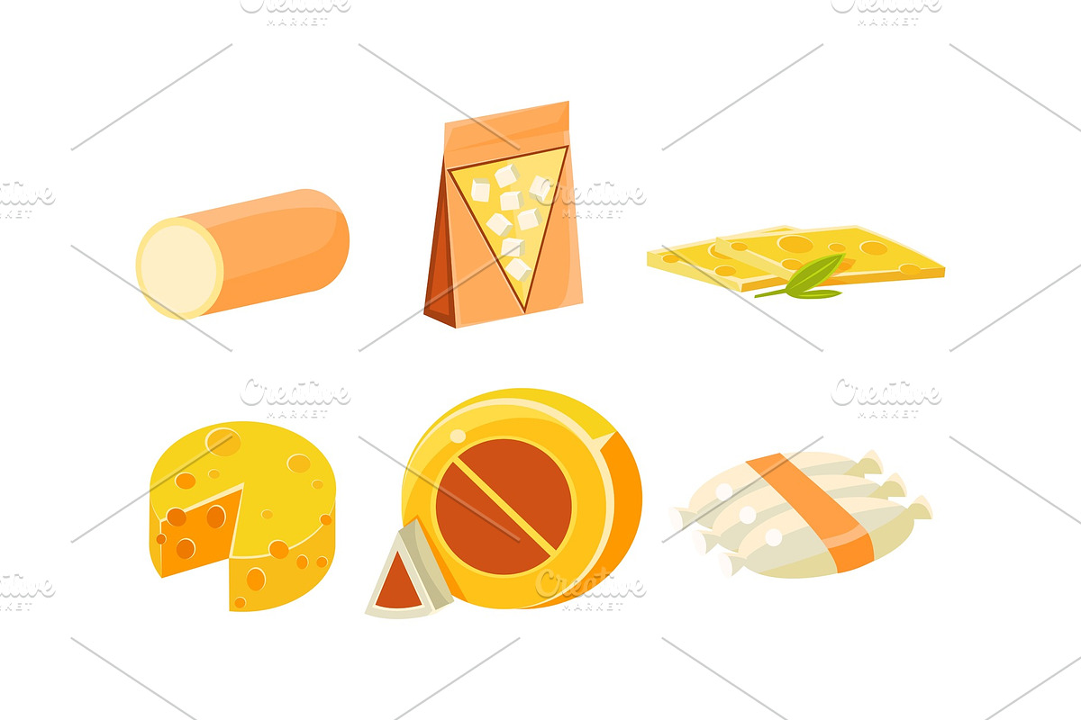 Collection of cheese assortment in Illustrations - product preview 8