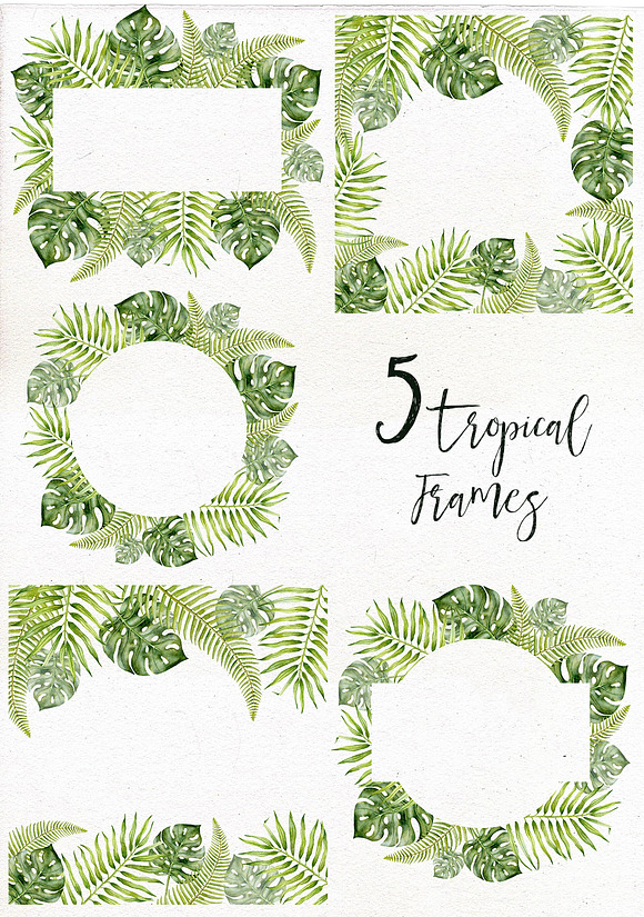Watercolor Tropical Frames in Illustrations - product preview 1