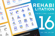 Rehabilitation | 16 Thin Line Icons