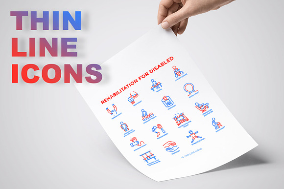 Rehabilitation | 16 Thin Line Icons in Icons - product preview 2
