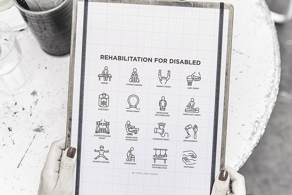 Rehabilitation | 16 Thin Line Icons in Icons - product preview 9