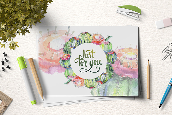 Cacti Watercolor png  in Illustrations - product preview 1