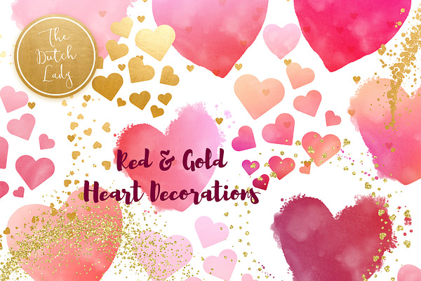 Painted Hearts & Golden Decoration