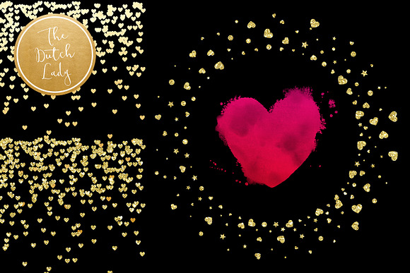 Painted Hearts & Golden Decoration in Illustrations - product preview 4