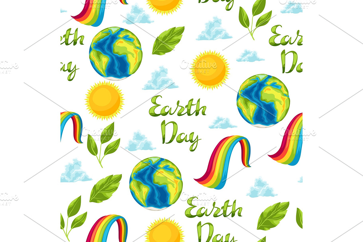 Happy Earth Day seamless pattern. in Illustrations - product preview 8