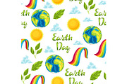 Happy Earth Day seamless pattern.