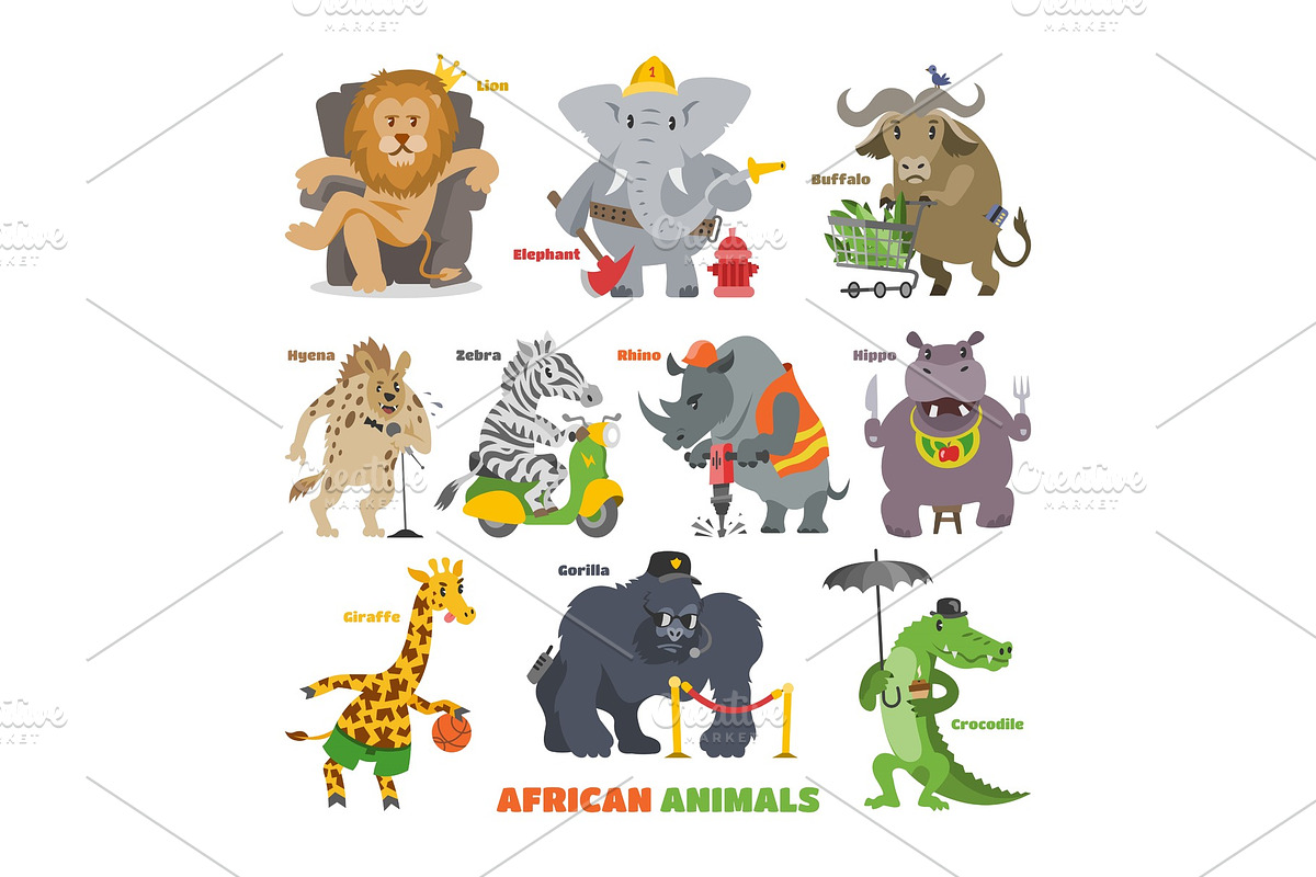 African animals vector cartoon wild in Illustrations - product preview 8