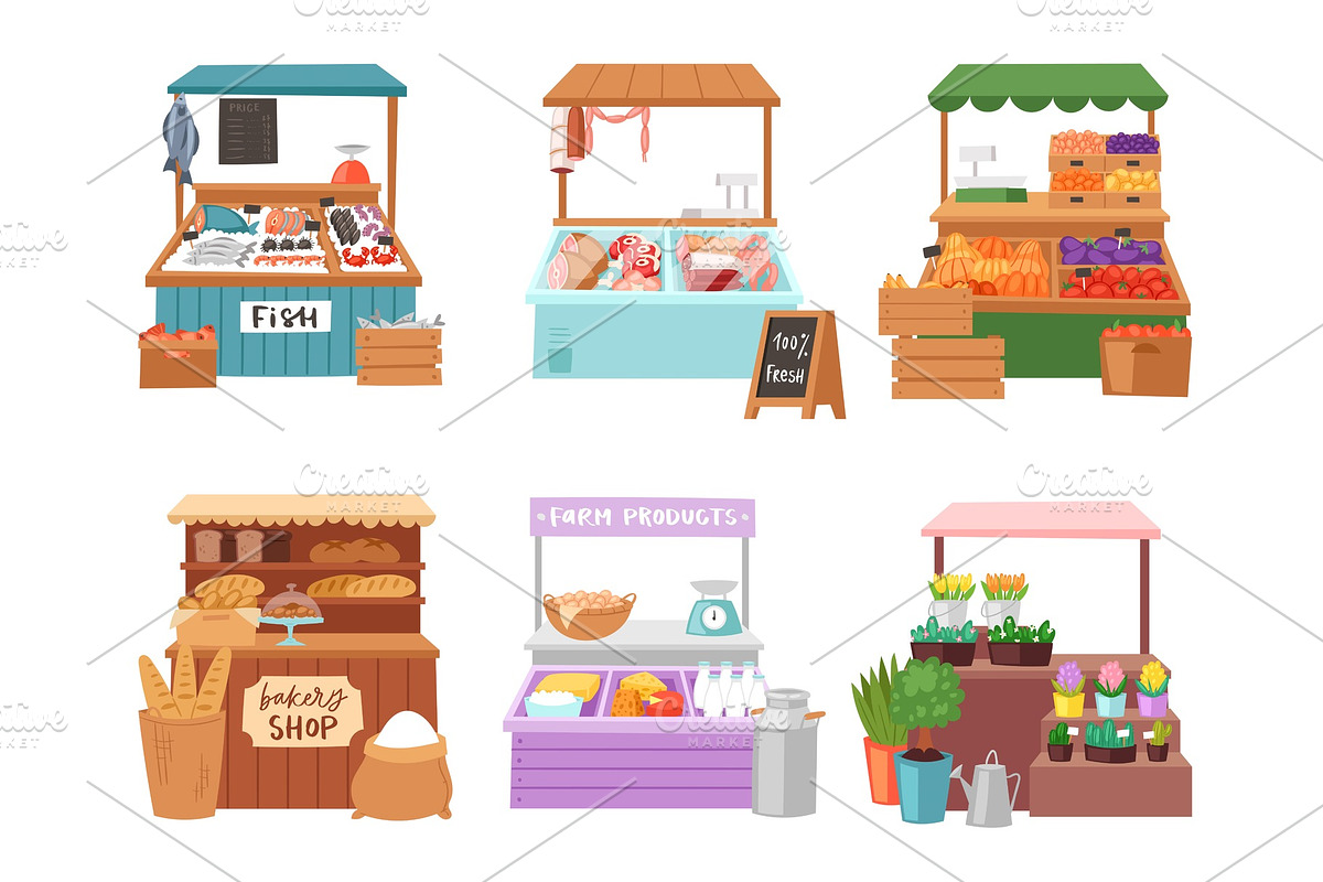 Food market vector salesman seller in Illustrations - product preview 8